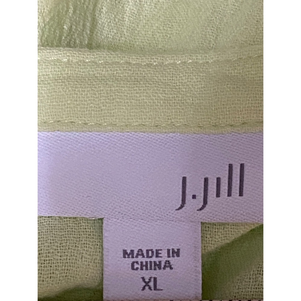 J. Jill XL Lime Green Cotton Gauze Tunic Top Boho Peasant Lightweight Blouse - Picture 4 of 7